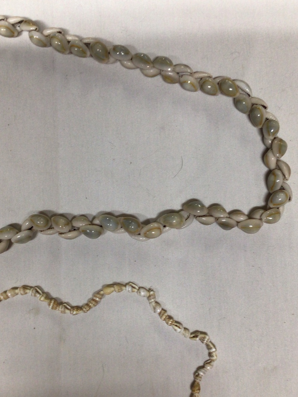 Natural Shell Bead Necklace in Cream and Light Gray